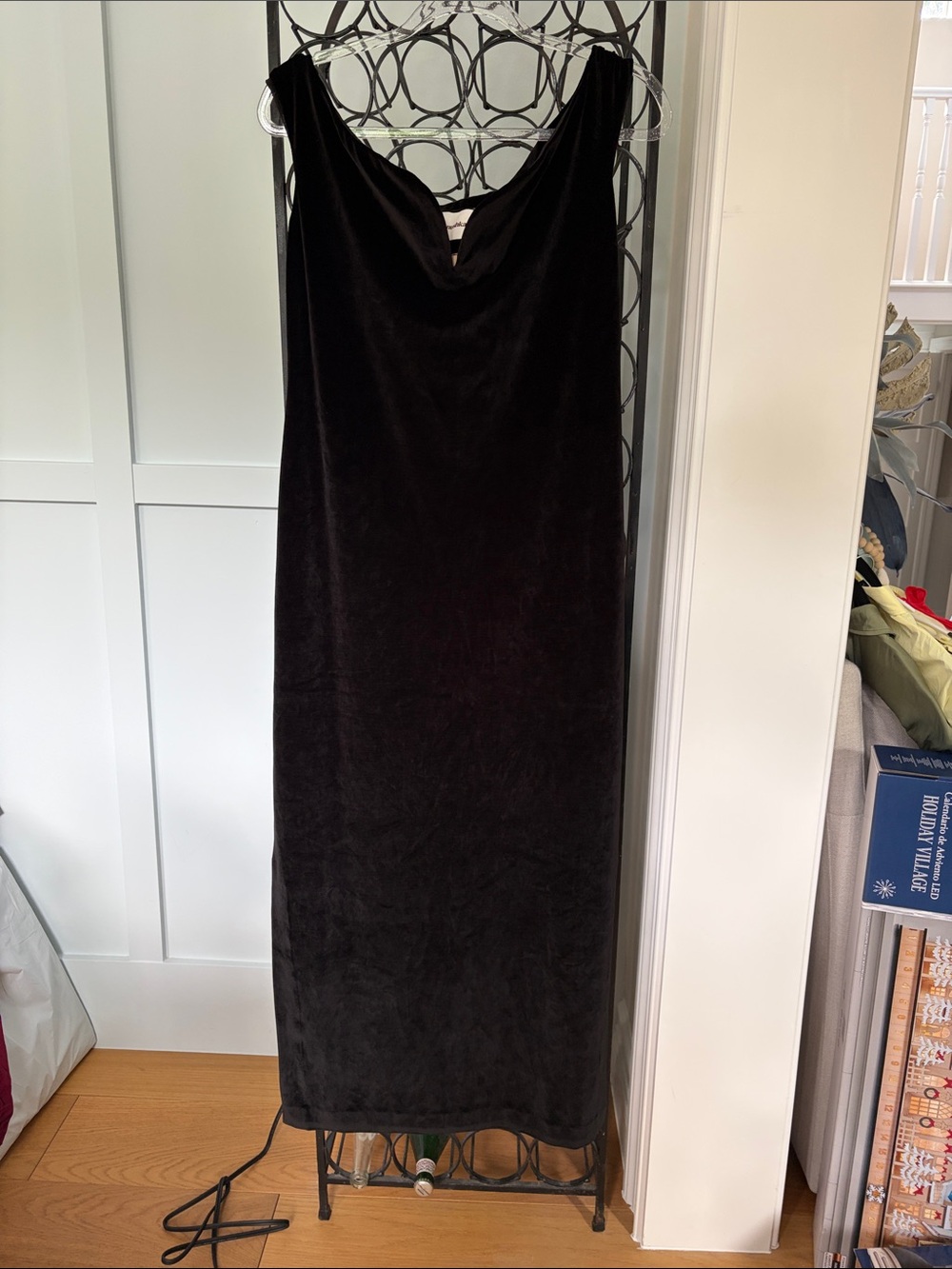 Nanushka Black Velvet Cowl Maxi Dress